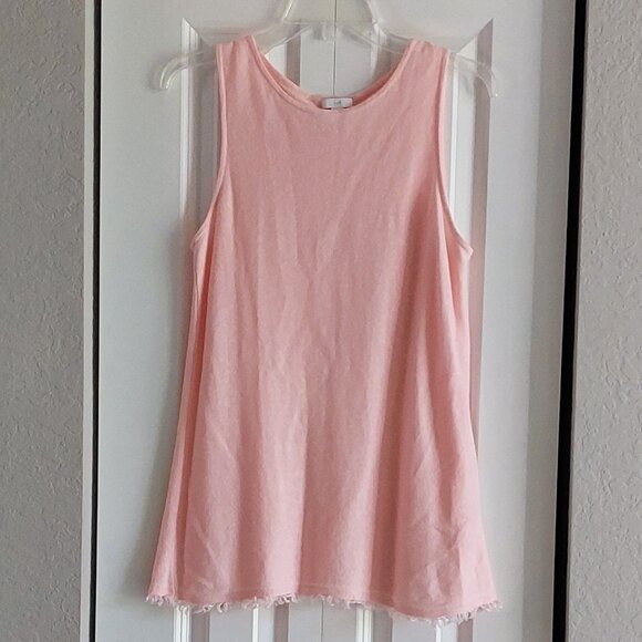 J. Jill Peachy Pink Sleeveless Tunic Fringe Hem Top Women's Size XS - Picture 1 of 9